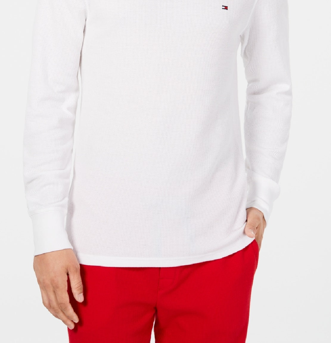 Camisa térmica masculina Tommy Hilfiger manga comprida branca tamanho X-G