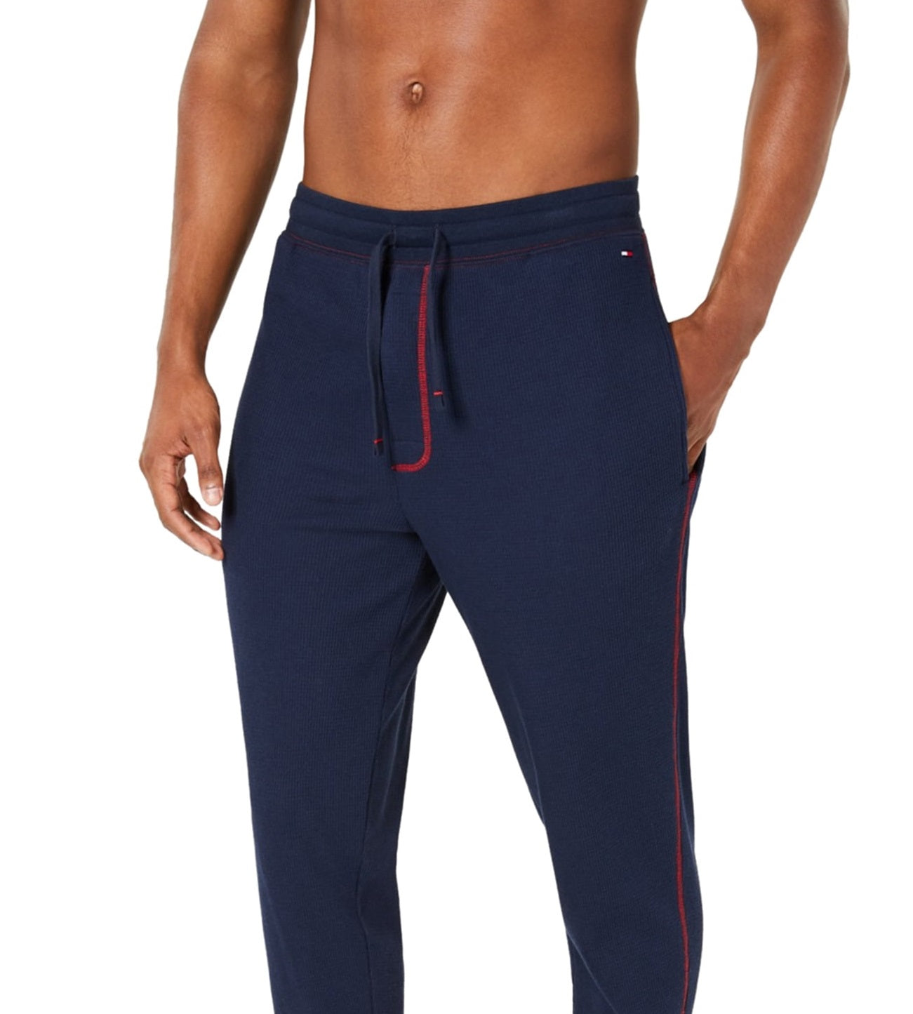 Calça de moletom térmica masculina Tommy Hilfiger, azul, tamanho médio