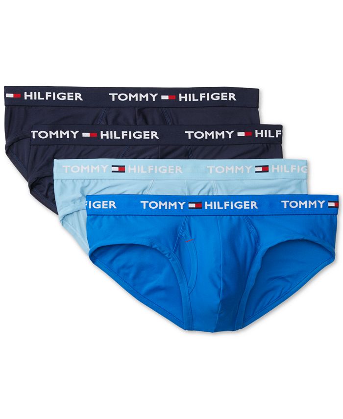 Cuecas Tommy Hilfiger masculinas de microfibra para uso diário, pacote com 4, azul, tamanho G