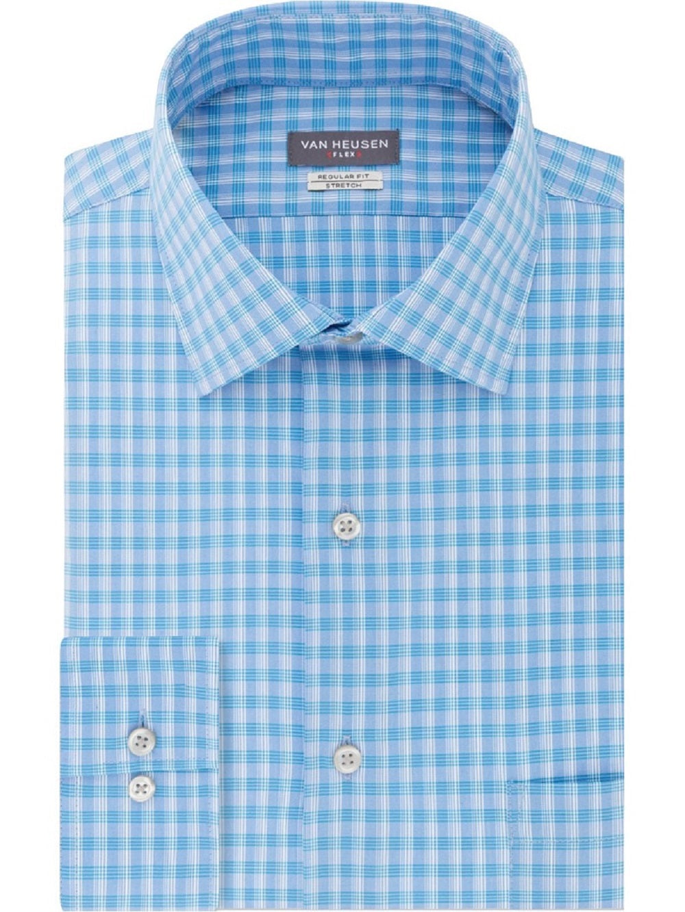 Camisa social masculina Van Heusen xadrez regular ajuste azul tamanho 2XL
