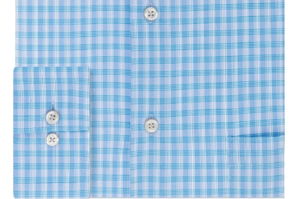 Camisa social masculina Van Heusen xadrez regular ajuste azul tamanho 2XL