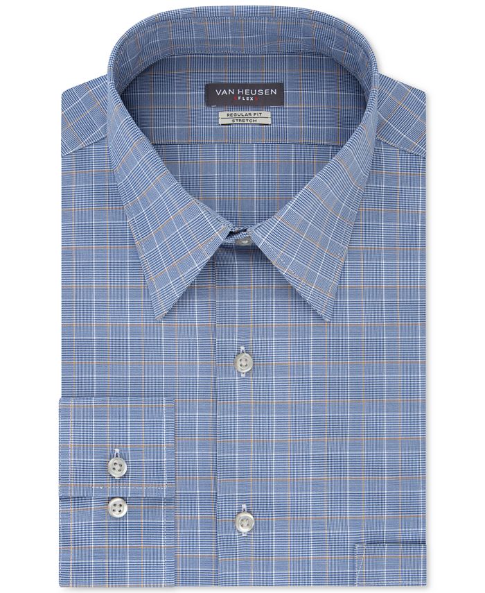 Camisa social masculina Van Heusen Englsh Bl Big &amp; Tall Flex All Over Stretch Tall Fit Check Print, azul, tamanho GG