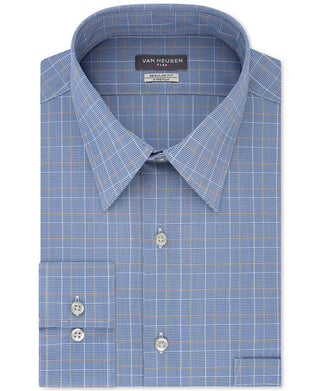 Camisa social masculina Van Heusen Englsh Bl Big &amp; Tall Flex All Over Stretch Tall Fit Check Print, azul, tamanho GG