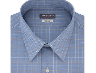 Camisa social masculina Van Heusen Englsh Bl Big &amp; Tall Flex All Over Stretch Tall Fit Check Print, azul, tamanho GG