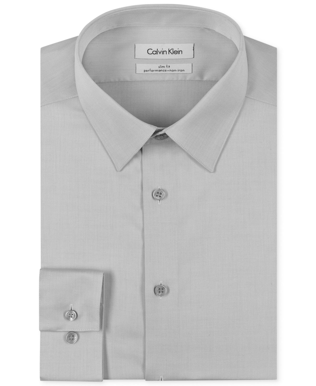 Camisa social masculina Calvin Klein Slim Fit com gola canelada e sem ferro, cinza, tamanho 16x32x33