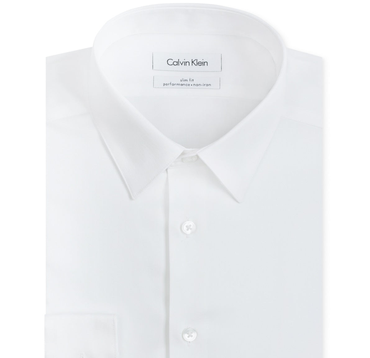 Camisa social masculina Calvin Klein Slim Fit com gola sem ferro, branca, tamanho 16x32x33