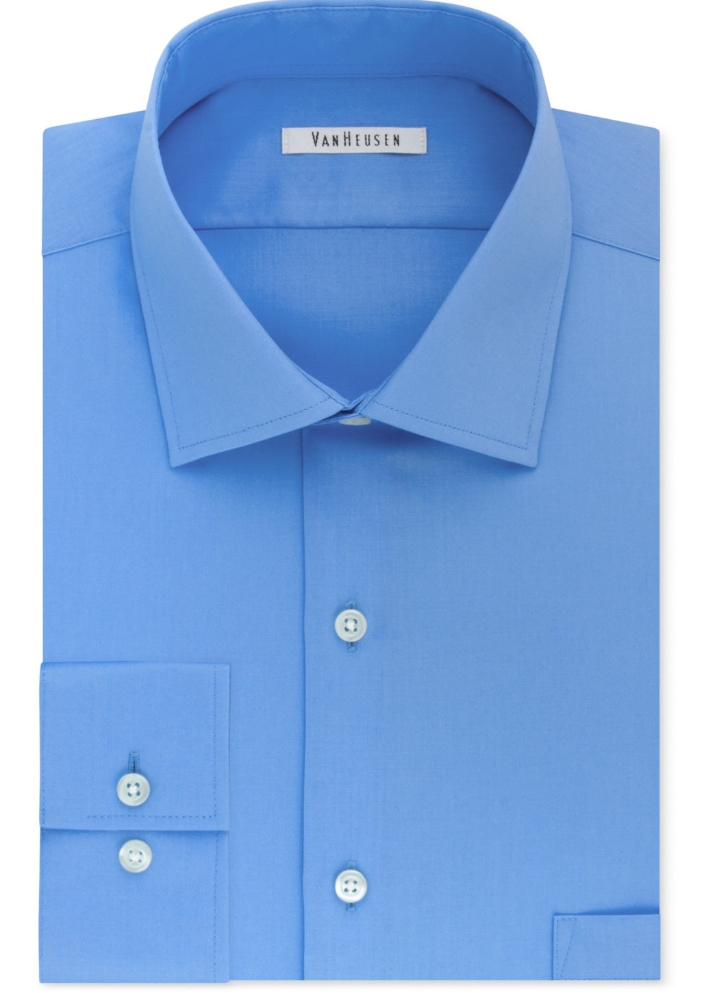 Camisa social masculina Van Heusen Classic Fit, sem vincos, com gola flexível elástica, tamanho azul, 15,5 x 34 x 35