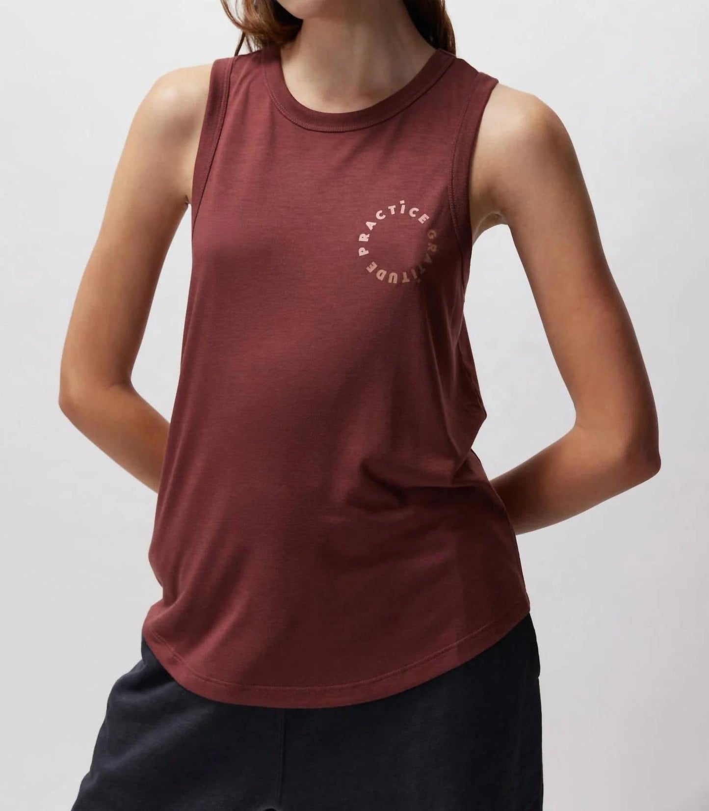 Spiritual Gangster - Practice Gratitude Namaste Double Twist Tank