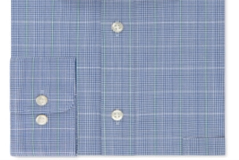 Camisa social Arrow Classic Fit Windowpane Masculina Azul Tamanho Médio