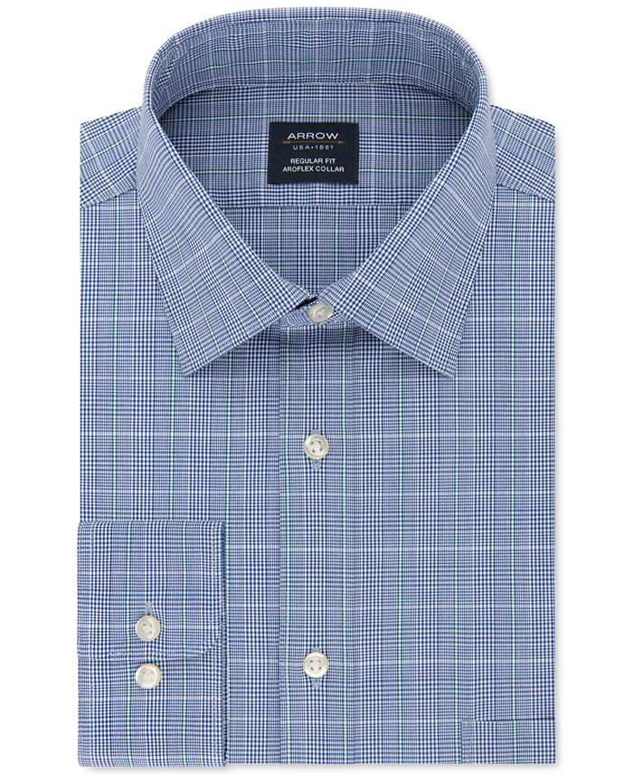 Camisa social Arrow Classic Fit Windowpane Masculina Azul Tamanho Médio