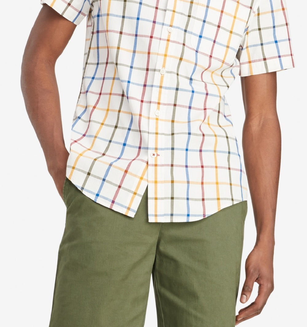 Camisa Tommy Hilfiger Hadley Windowpane Masculina Branca Tamanho Grande