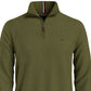 Tommy Hilfiger Suéter Masculino Signature Solid com Zíper e 1/4 Verde Tamanho P