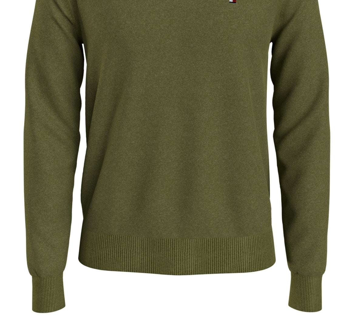Tommy Hilfiger Suéter Masculino Signature Solid com Zíper e 1/4 Verde Tamanho P