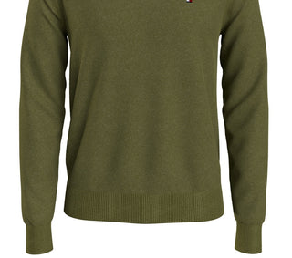 Tommy Hilfiger Suéter Masculino Signature Solid com Zíper e 1/4 Verde Tamanho P