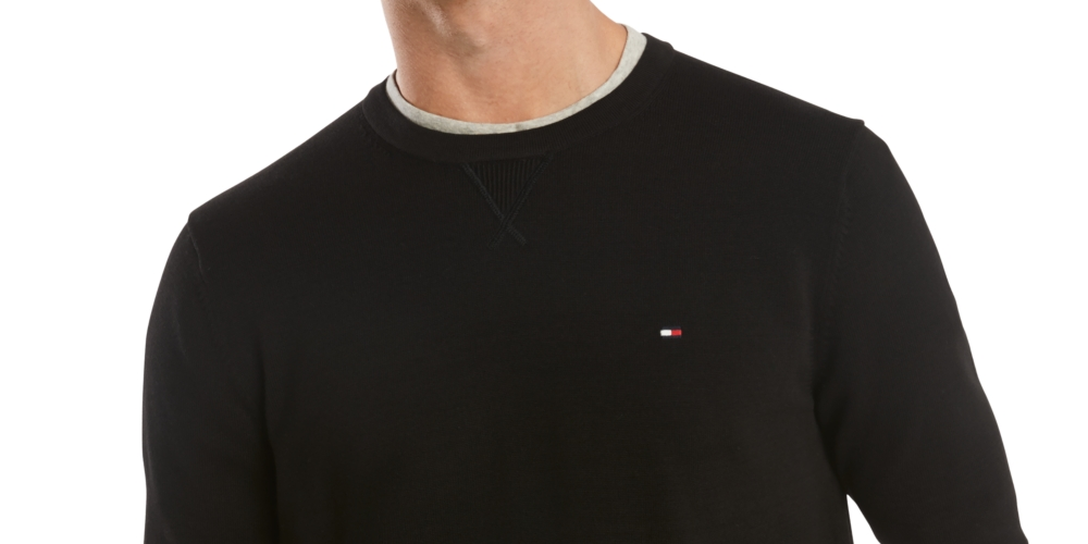 Suéter Tommy Hilfiger Signature Solid Masculino com Gola Redonda Preto Tamanho X-G