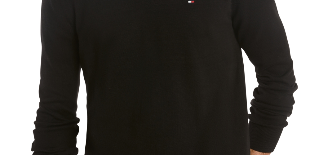 Suéter Tommy Hilfiger Signature Solid Masculino com Gola Redonda Preto Tamanho X-G