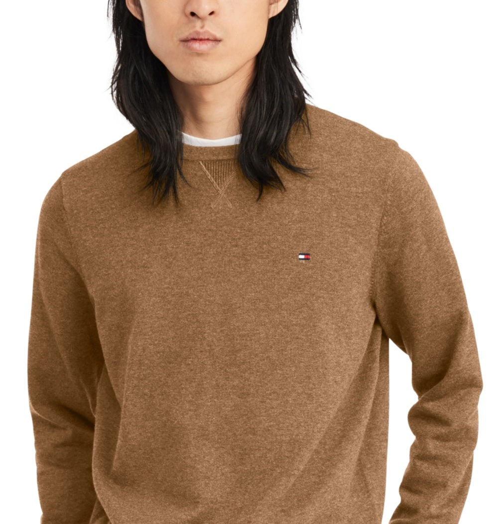 Suéter Tommy Hilfiger Signature Solid Masculino Gola Redonda Marrom Tamanho Grande