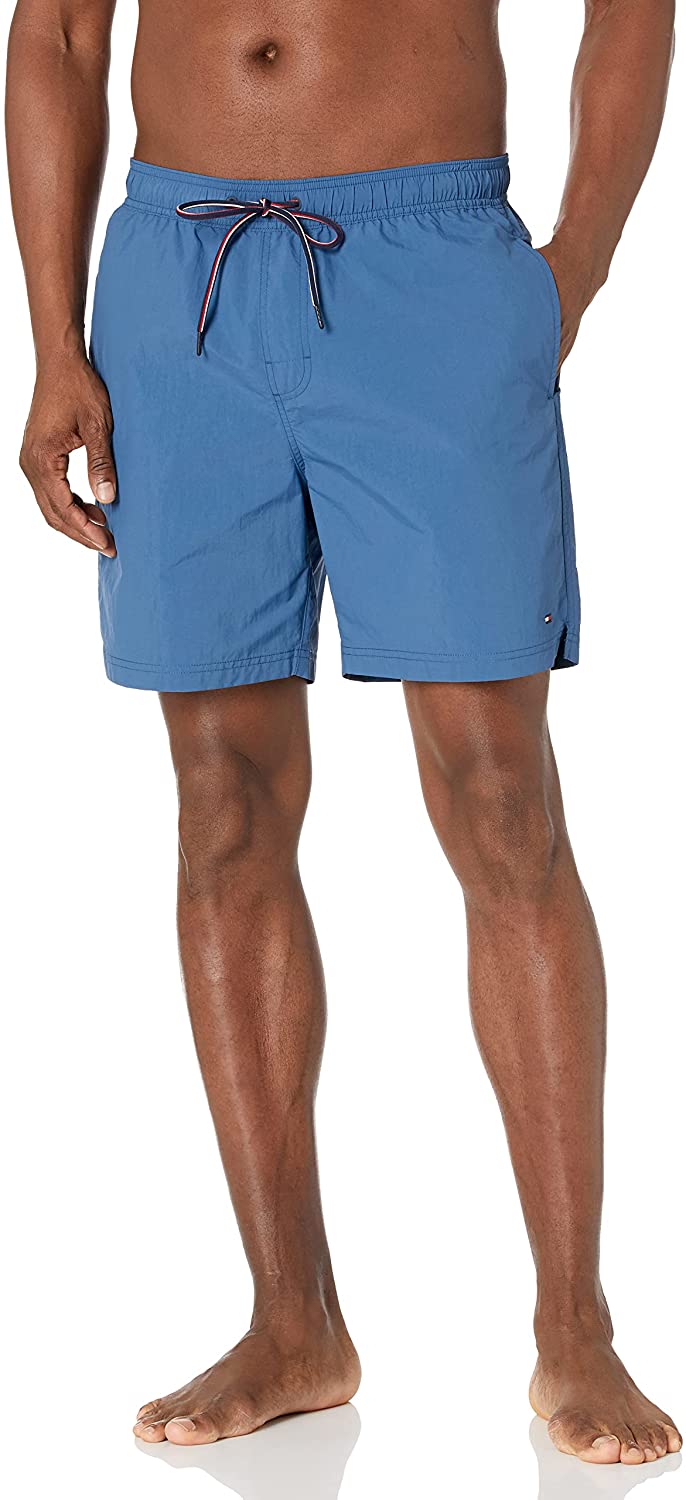 Calção de banho Tommy Hilfiger masculino liso azul tamanho XX-G