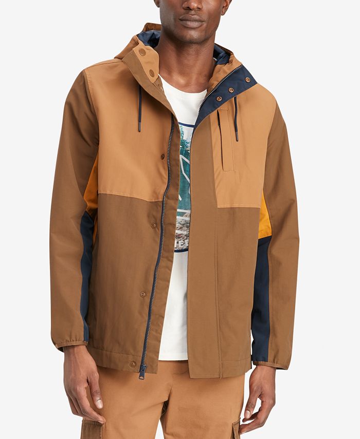 Jaqueta com capuz Tommy Hilfiger Rain Regatta Colorblocked masculina, marrom, tamanho M