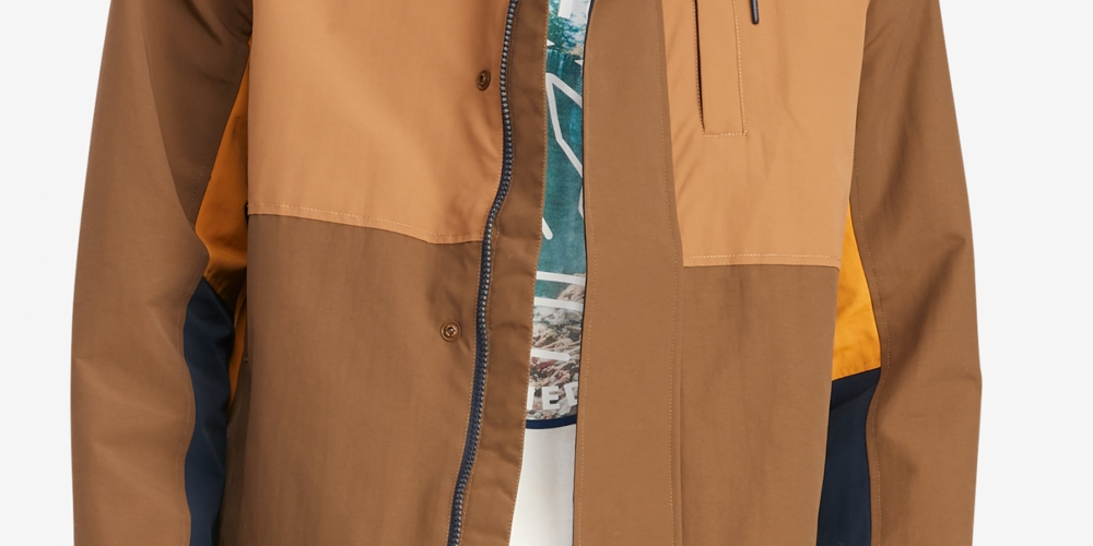 Jaqueta com capuz Tommy Hilfiger Rain Regatta Colorblocked masculina, marrom, tamanho M