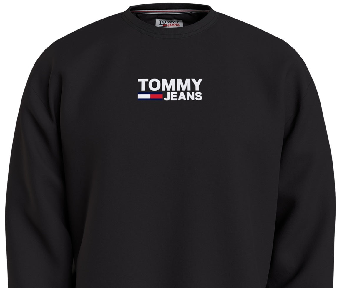 Tommy Jeans Masculino Logo Crewneck Preto Tamanho X-G