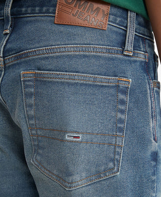 Calça jeans Tommy Hilfiger Th Flex Slim Fit Flanela Escovada Masculina Azul Tamanho 36X34