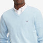 Suéter Tommy Hilfiger Signature Masculino com decote em V, azul, tamanho X-G