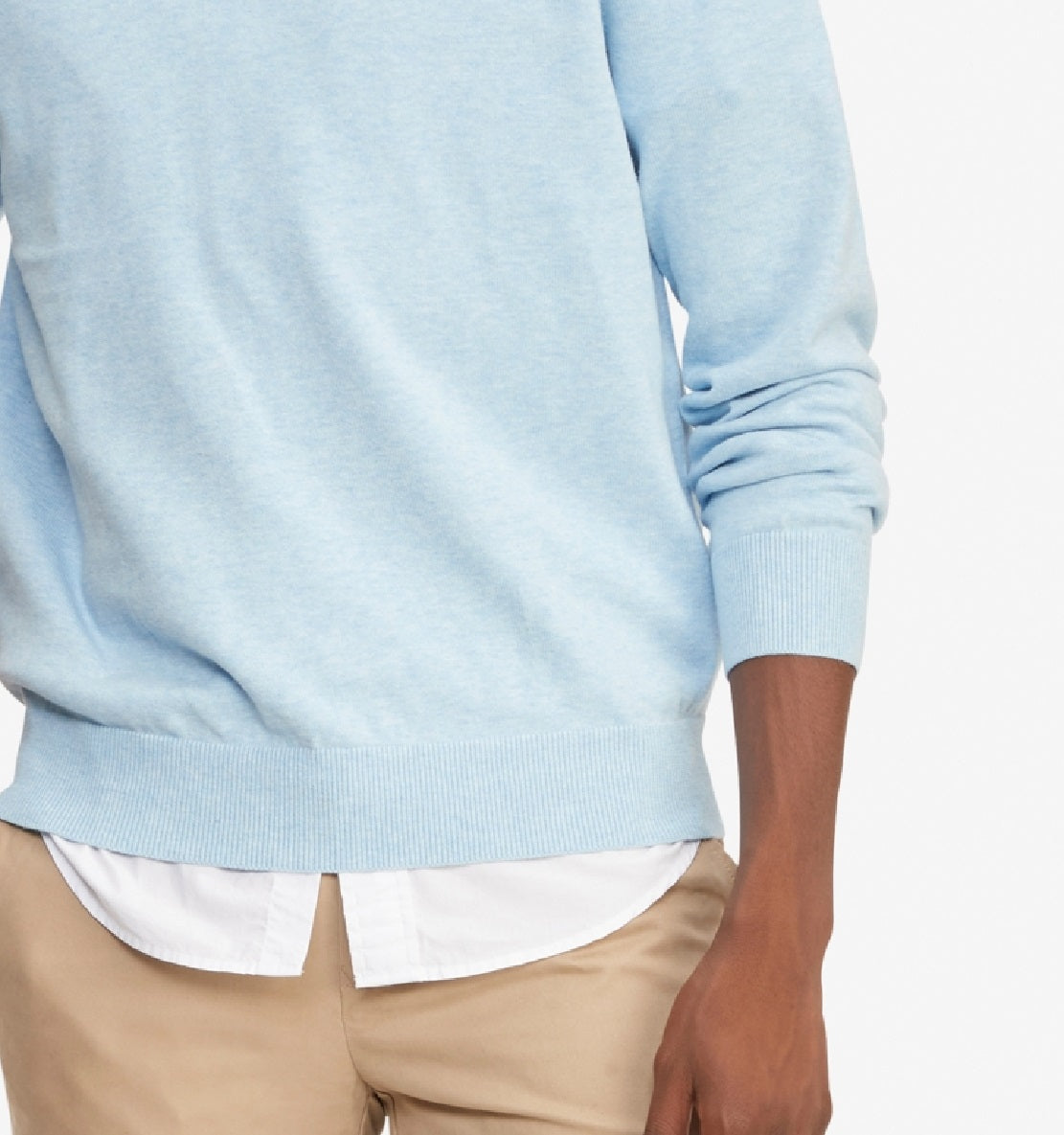 Suéter Tommy Hilfiger Signature Masculino com decote em V, azul, tamanho X-G