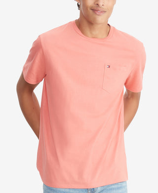 Camiseta Tommy Hilfiger Masculina Tommy Pocket Manga Curta Rosa Tamanho Médio