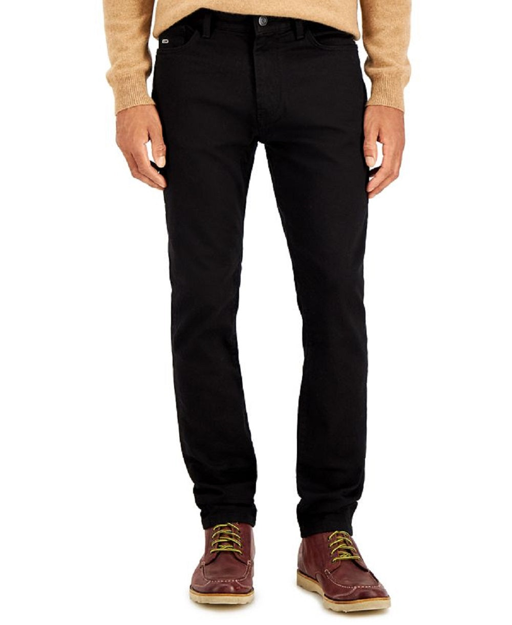 Calça jeans masculina Tommy Hilfiger Slim Fit à prova de desbotamento, preta, tamanho 34x32