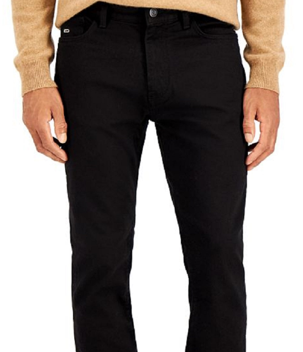 Calça jeans masculina Tommy Hilfiger Slim Fit à prova de desbotamento, preta, tamanho 34x32