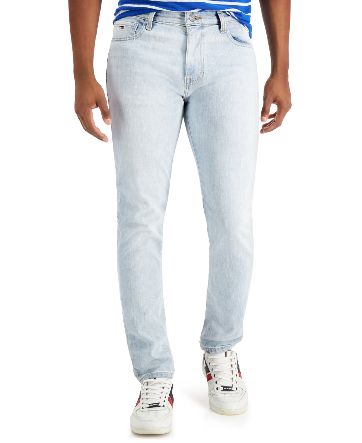 Calça Jeans Tommy Hilfiger Slim Fit Adam Tapered Masculina Azul Tamanho 34X32