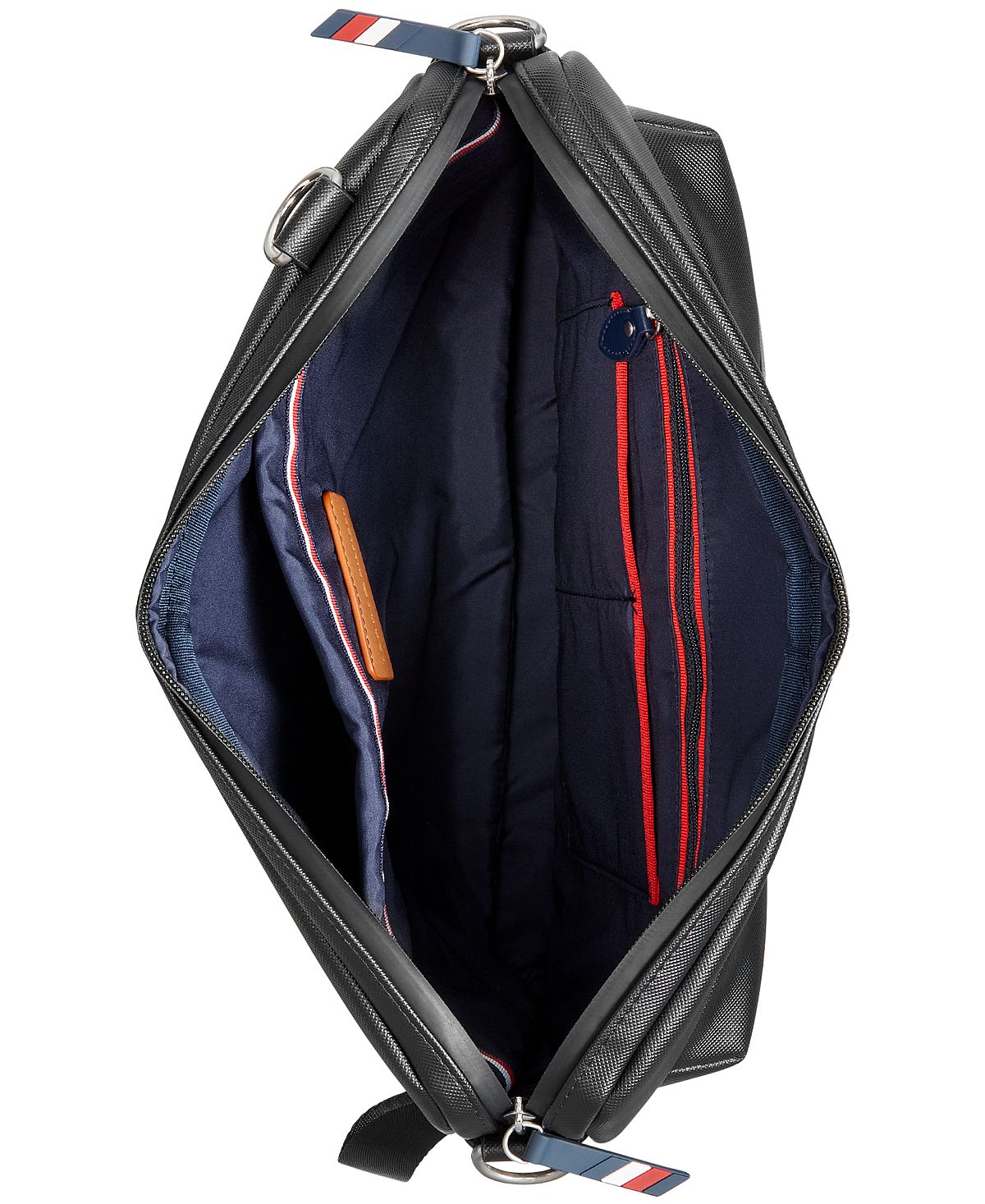 Bolsa tiracolo Tommy Hilfiger masculina com logotipo Leo em relevo, preta, tamanho regular