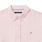 Camisa feminina Tommy Hilfiger listrada com fecho magnético e bainha amarrada, rosa, tamanho grande