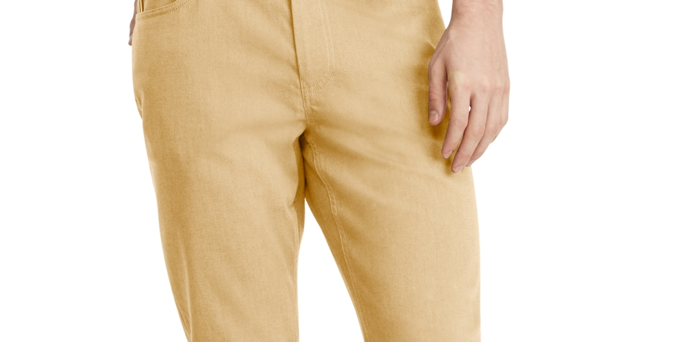 Calça Tommy Hilfiger Th Flex 5 bolsos masculina, tamanho 34x30, bege