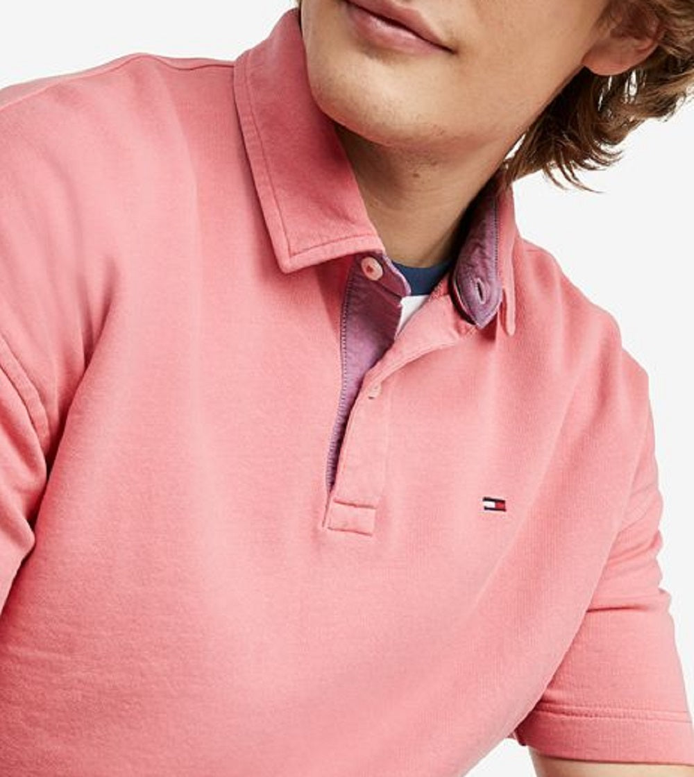 Camisa polo Tommy Hilfiger masculina supermacia e fácil de ajustar, rosa, tamanho XX-G