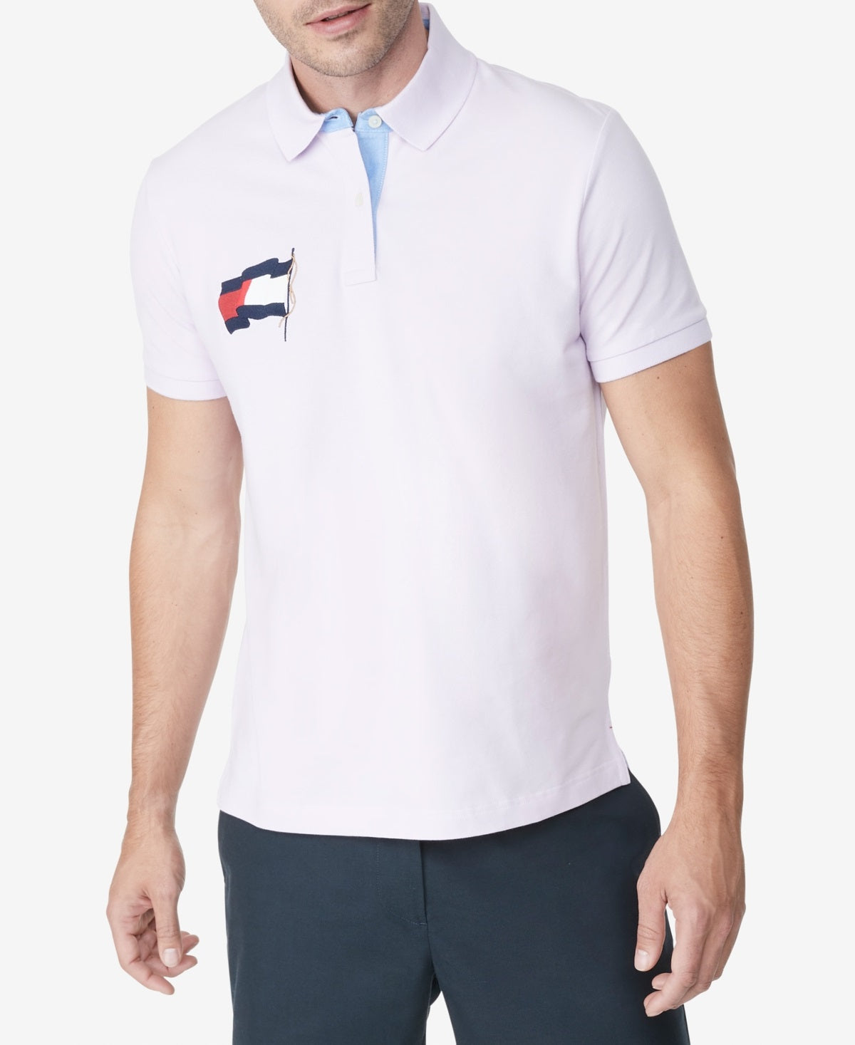 Camisa polo Tommy Hilfiger Alwyn Custom Fit Th Flex masculina, roxa, tamanho médio