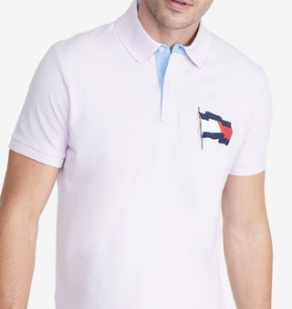 Camisa polo Tommy Hilfiger Alwyn Custom Fit Th Flex masculina, roxa, tamanho médio