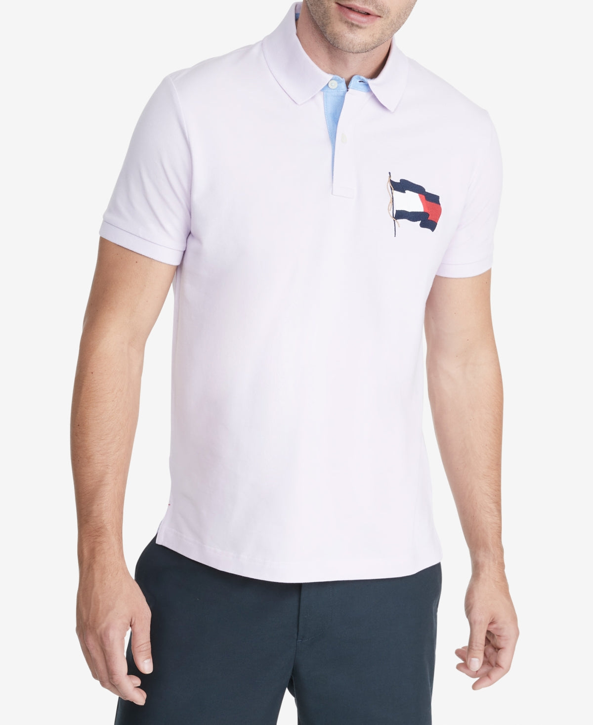 Camisa polo Tommy Hilfiger Alwyn Custom Fit Th Flex masculina, roxa, tamanho grande