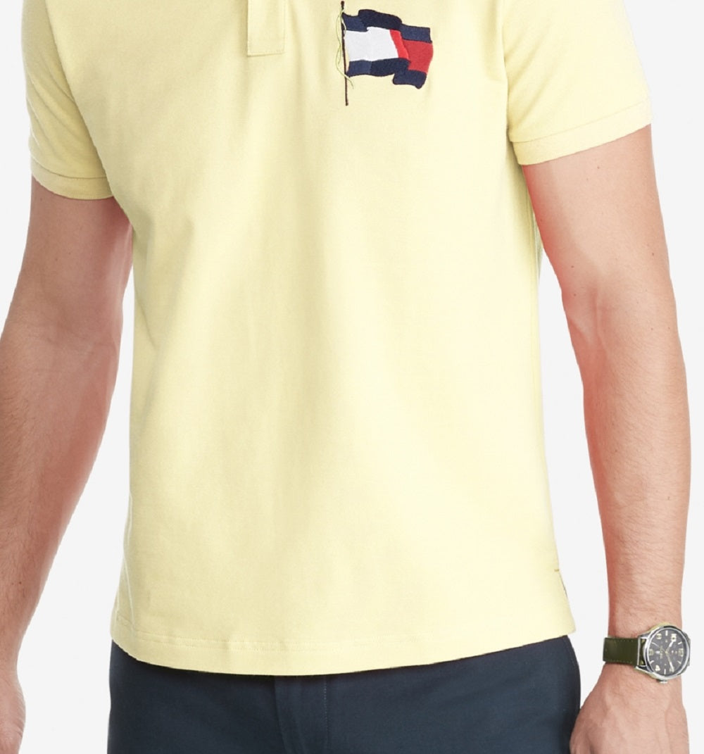 Camisa polo Tommy Hilfiger Alwyn Custom Fit Th Flex masculina, amarela, tamanho grande