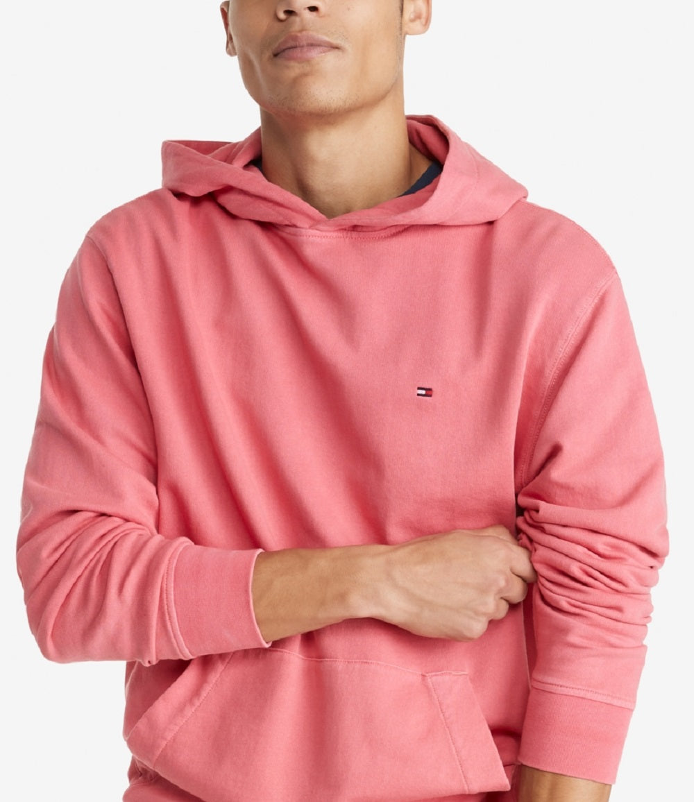 Tommy Hilfiger Moletom com capuz masculino tingido com tingimento fácil, rosa, tamanho extragrande