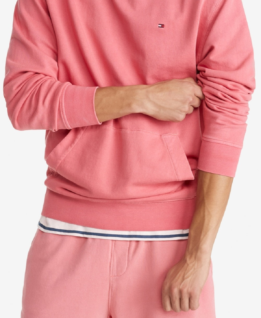 Tommy Hilfiger Moletom com capuz masculino tingido com tingimento fácil, rosa, tamanho extragrande