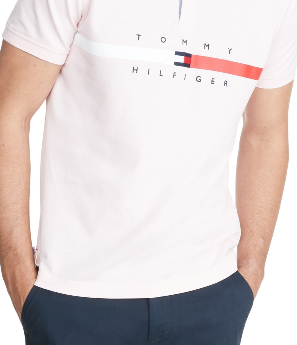 Camisa polo Tommy Hilfiger masculina Th Flex Nial Custom Fit manga curta rosa tamanho grande