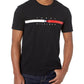 Camiseta Tommy Hilfiger Masculina Listrada de Bandeira Manga Curta Preta Tamanho P
