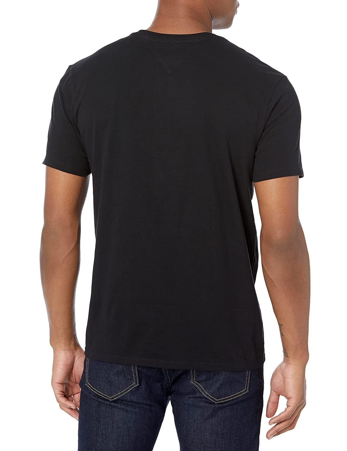 Camiseta Tommy Hilfiger Masculina Listrada de Bandeira Manga Curta Preta Tamanho P