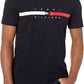 Camiseta Tommy Hilfiger Masculina Listrada de Bandeira Manga Curta Azul Tamanho X-G