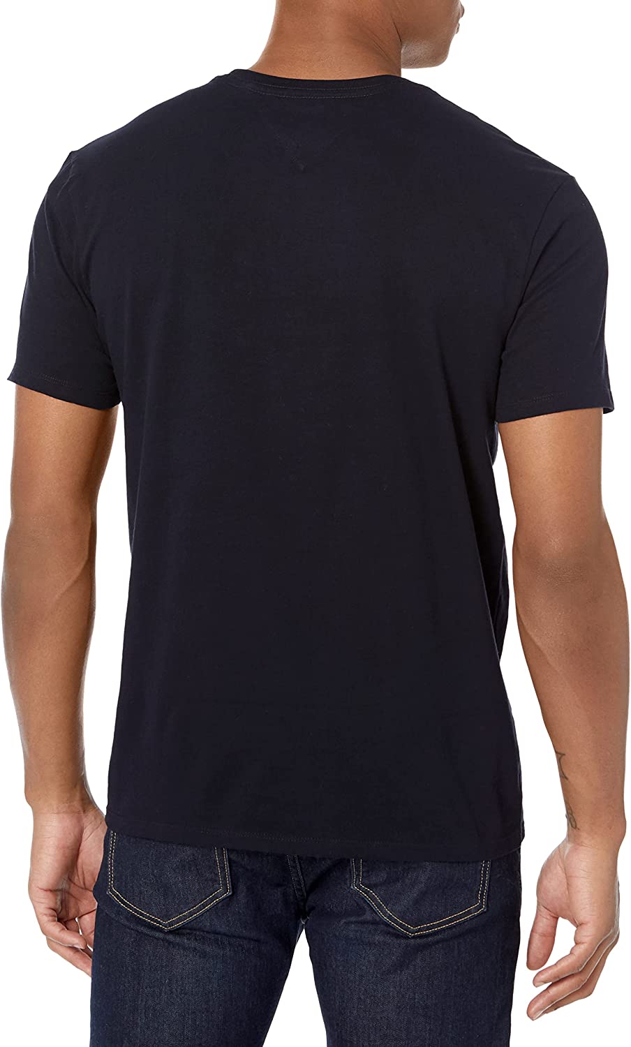 Camiseta Tommy Hilfiger Masculina Listrada de Bandeira Manga Curta Azul Tamanho X-G