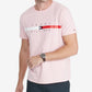 Camiseta Tommy Hilfiger Masculina Listrada com Bandeira e Manga Curta Rosa Tamanho XXG