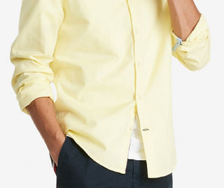 Camisa Tommy Hilfiger Masculina Th Flex Oxford Custom Fit Amarela Tamanho Médio