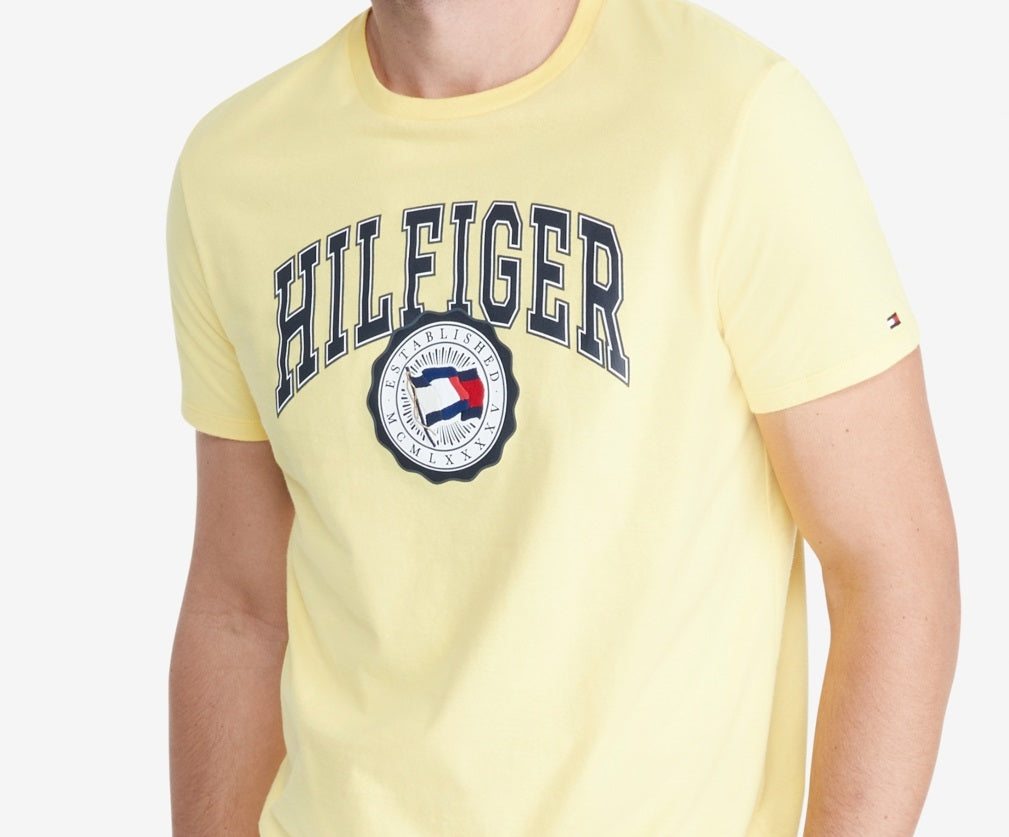 Camiseta Tommy Hilfiger Masculina Elevated Logo Amarela Tamanho X-G